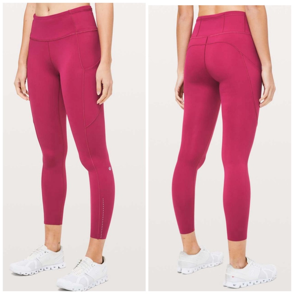 Lululemon Fast & Free 7/8 Tight II *Nulux 25" Violet Red